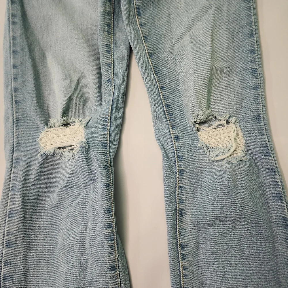Rachel Roy Women Light Wash Distressed Straight Leg Jeans Size 4/27 Denim